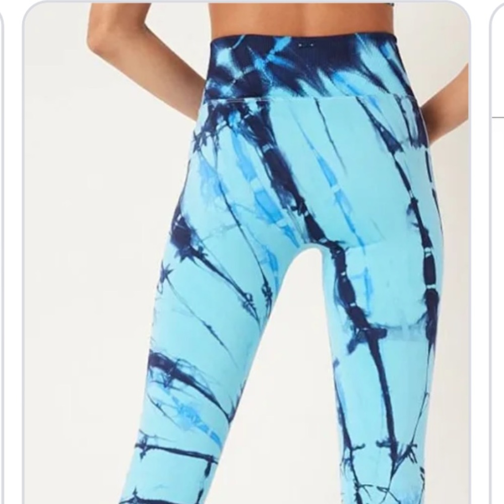 PINK Tie Dye Ribbed Leggings in Turqouise and Blue